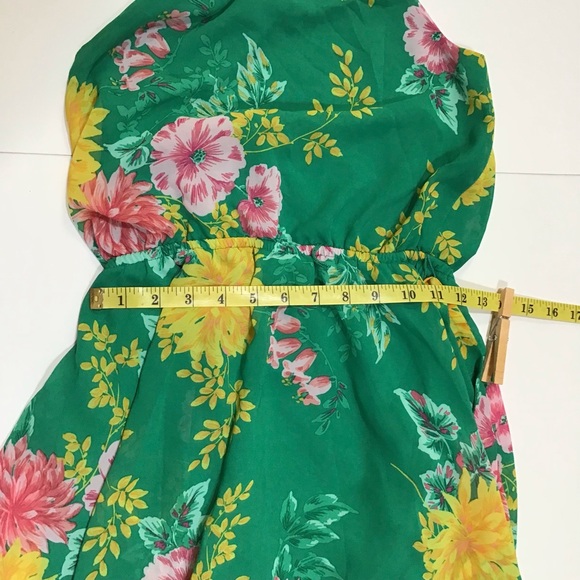 The Childrens Place Dress  Girls Sz XL 14 Green Floral Halter Chiffon Hi Low - Picture 7 of 14